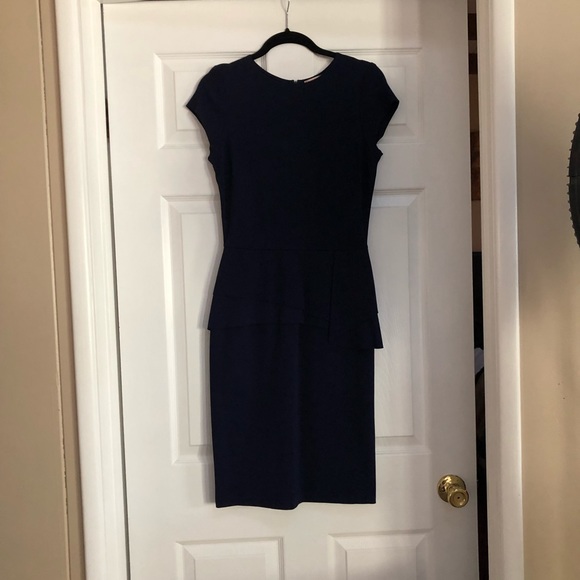 NWOT dark navy cap sleeve 3/4 length dress - Picture 2 of 6
